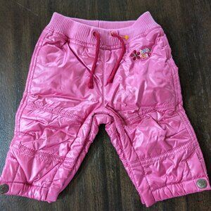 Baby Gap Pink 0-3 Months Fleece Lined Outdoor Pants Drawstring Snaps Closure